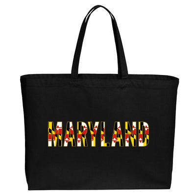 Maryland Word Flag Cotton Canvas Jumbo Tote