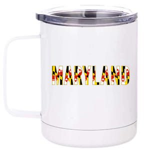 Maryland Word Flag 12 oz Stainless Steel Tumbler Cup