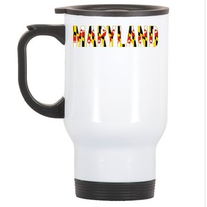 Maryland Word Flag Stainless Steel Travel Mug