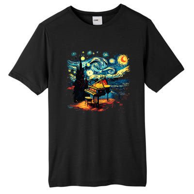 Music Art Style Starry Night Piano Musician Tall Fusion ChromaSoft Performance T-Shirt