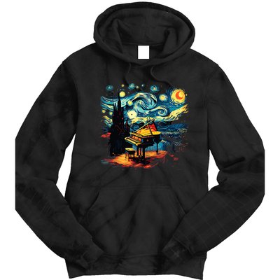 Music Art Style Starry Night Piano Musician Tie Dye Hoodie