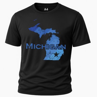 Michigan American State Outline Map Usa Performance Shirt