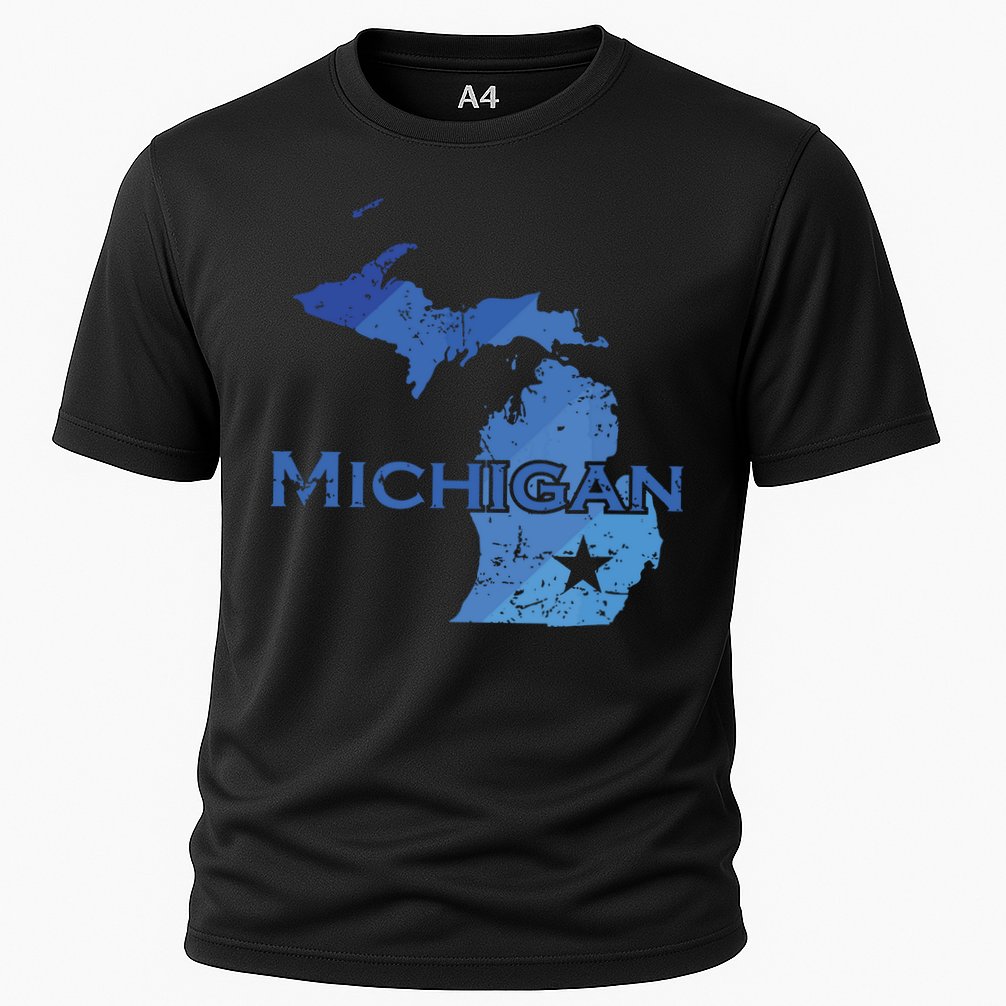 Michigan American State Outline Map Usa Cooling Performance Crew T-Shirt