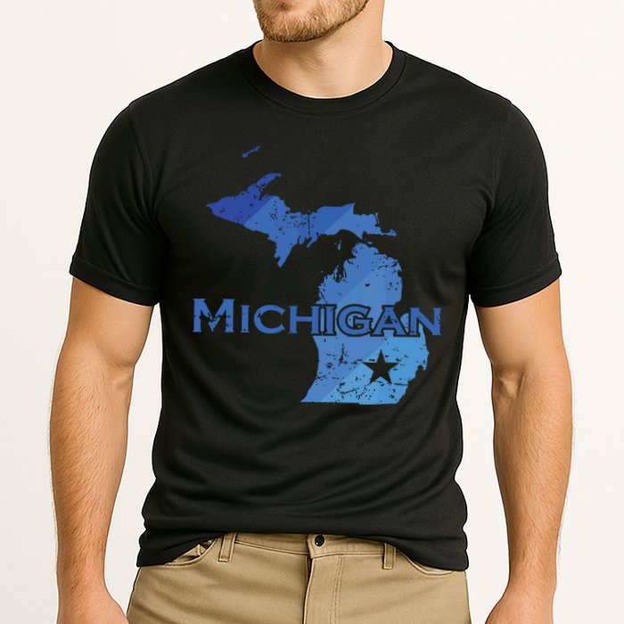 Michigan American State Outline Map Usa Cooling Performance Crew T-Shirt