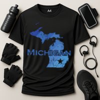 Michigan American State Outline Map Usa Cooling Performance Crew T-Shirt