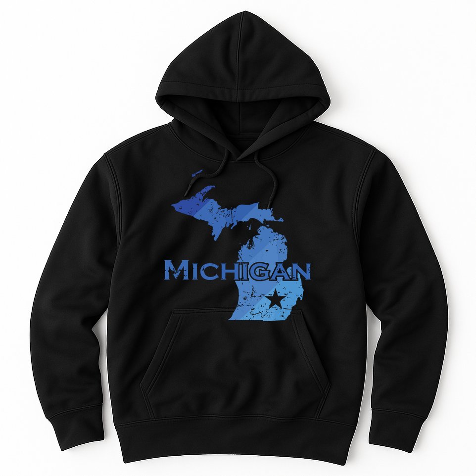 Michigan American State Outline Map Usa Hoodie