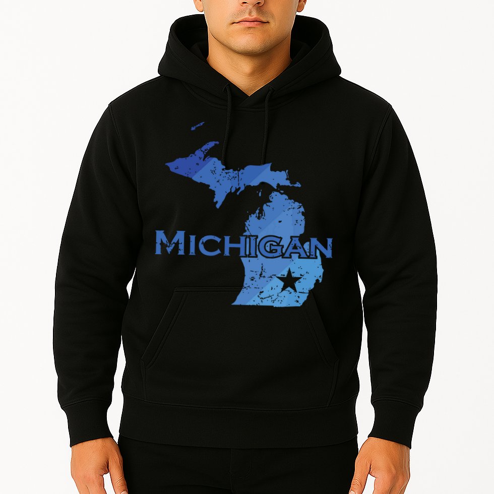 Michigan American State Outline Map Usa Hoodie
