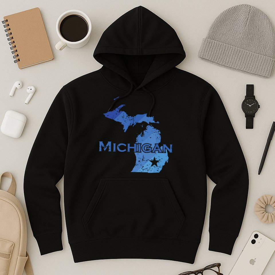 Michigan American State Outline Map Usa Hoodie