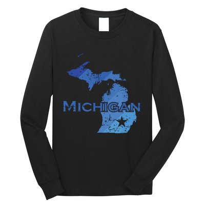 Michigan American State Outline Map Usa Long Sleeve Shirt