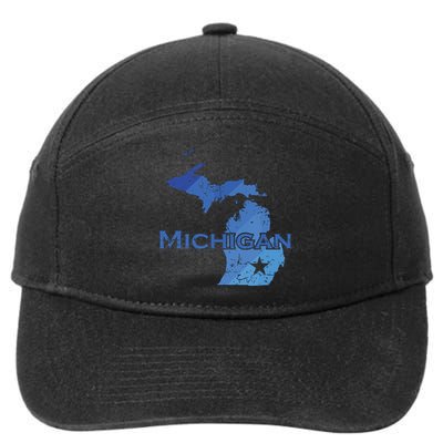 Michigan American State Outline Map Usa 7-Panel Snapback Hat