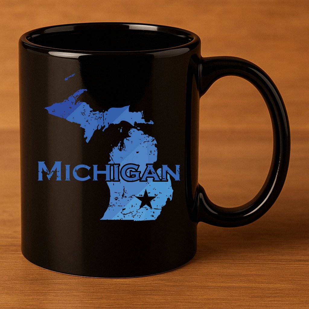 Michigan American State Outline Map Usa 11oz C Handle Ceramic Mug