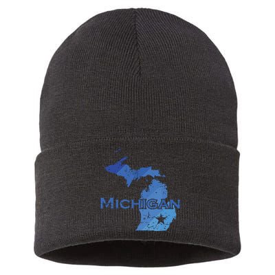 Michigan American State Outline Map Usa Sustainable Knit Beanie