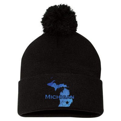 Michigan American State Outline Map Usa Pom Pom 12in Knit Beanie