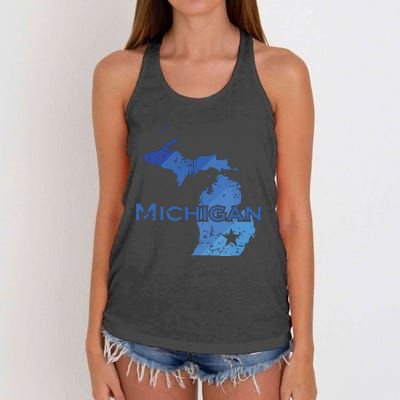 Michigan American State Outline Map Usa Women's Knotted Racerback Tank