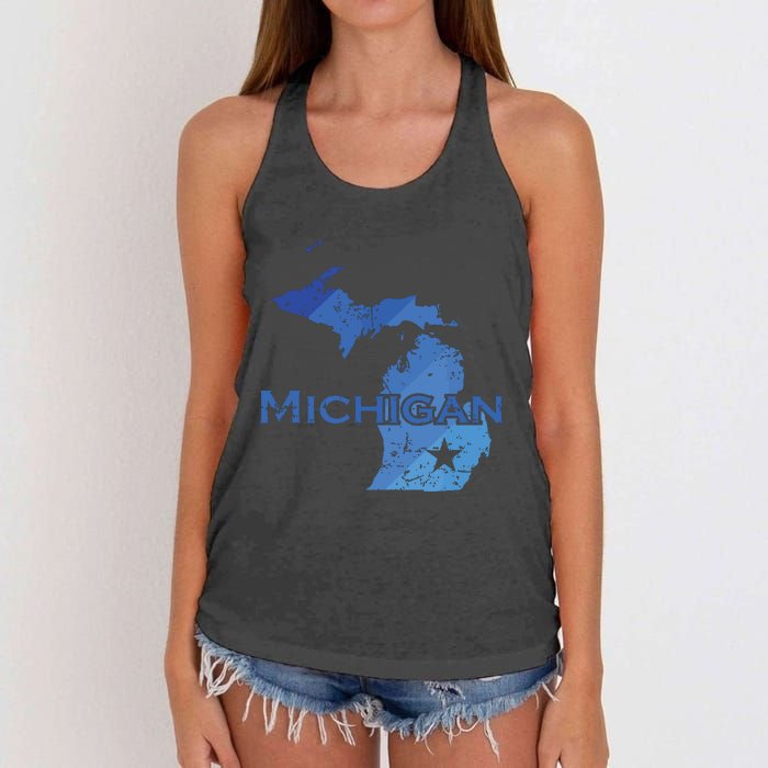 Michigan American State Outline Map Usa Women's Knotted Racerback Tank