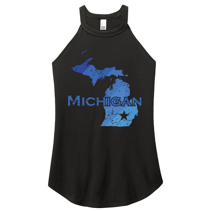 Michigan American State Outline Map Usa Women's Perfect Tri Rocker Tank