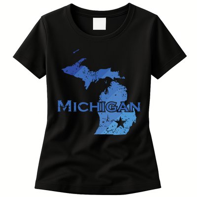Michigan American State Outline Map Usa Womens T-Shirt