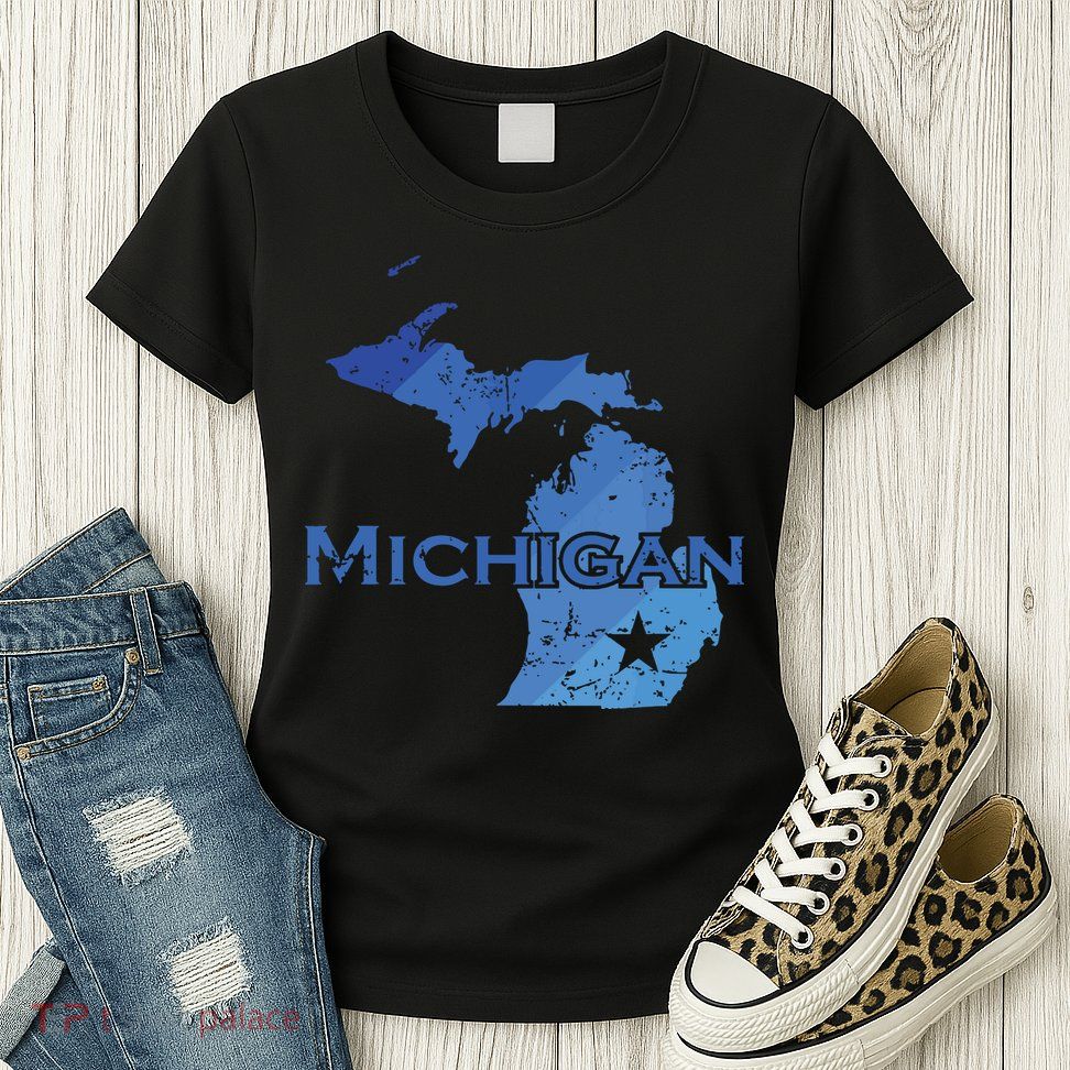 Michigan American State Outline Map Usa Womens T-Shirt