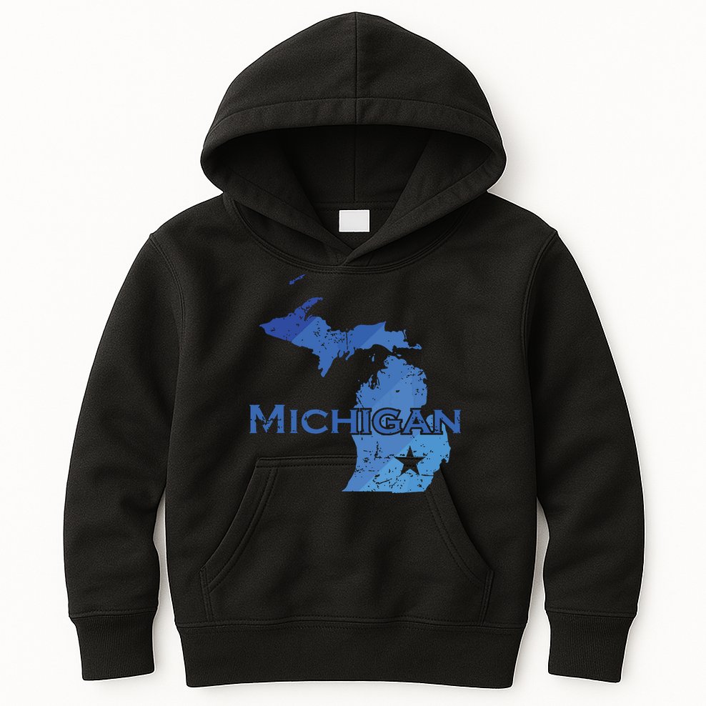 Michigan American State Outline Map Usa Kids Hoodie