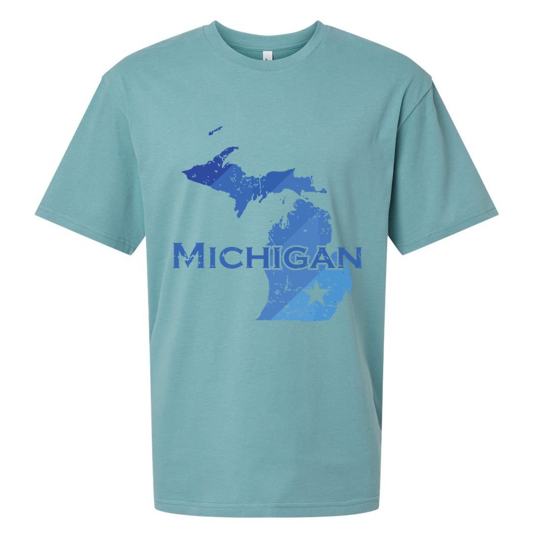 Michigan American State Outline Map Usa Sueded Cloud Jersey T-Shirt