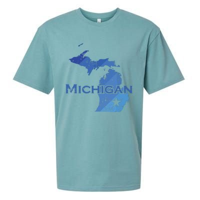 Michigan American State Outline Map Usa Sueded Cloud Jersey T-Shirt