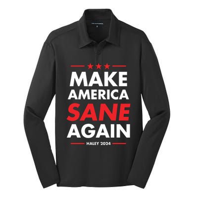 Make America Sane Again Haley 2024 Silk Touch Performance Long Sleeve Polo