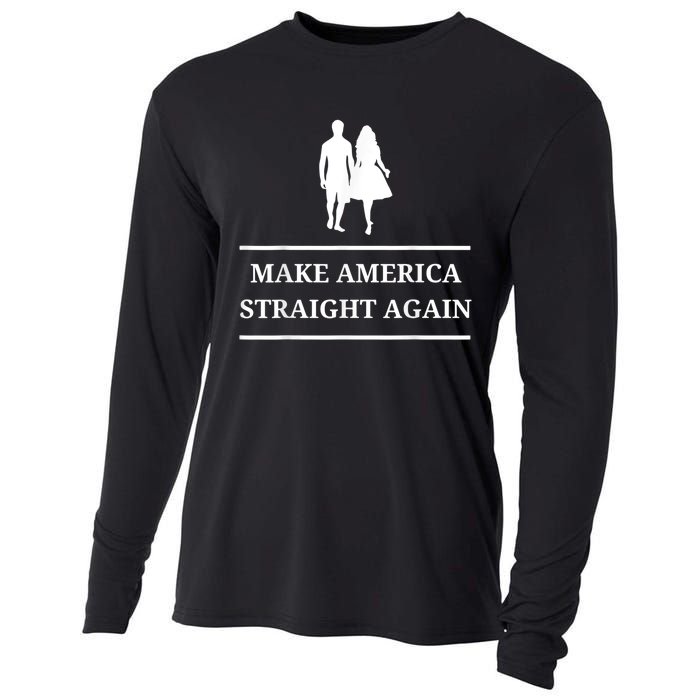 Make America Straight Again Funny Rendition Quote Cooling Performance Long Sleeve Crew