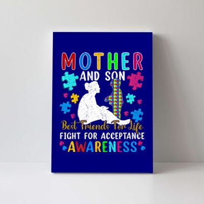 Mother And Son Best Friends For Life Autism Mom Awareness Great Gift Canvas