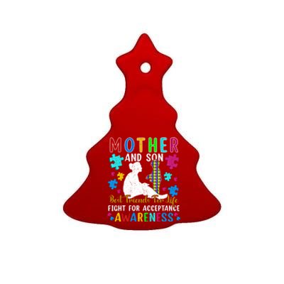 Mother And Son Best Friends For Life Autism Mom Awareness Great Gift Ceramic Tree Ornament