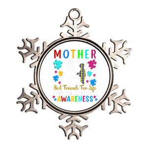 Mother And Son Best Friends For Life Autism Mom Awareness Great Gift Metallic Star Ornament