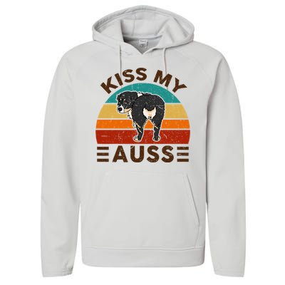 Mini Australian Shepherd Kiss My Auss Funnny Dog Performance Fleece Hoodie