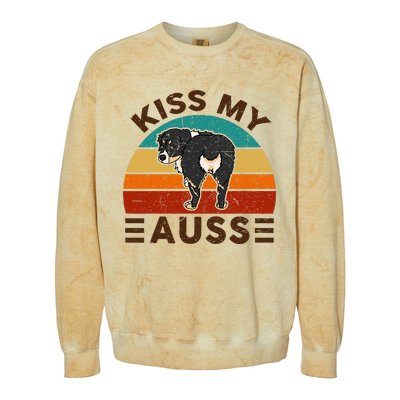 Mini Australian Shepherd Kiss My Auss Funnny Dog Colorblast Crewneck Sweatshirt