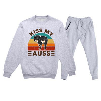 Mini Australian Shepherd Kiss My Auss Funnny Dog Premium Crewneck Sweatsuit Set