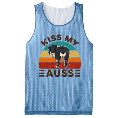 Mini Australian Shepherd Kiss My Auss Funnny Dog Mesh Reversible Basketball Jersey Tank