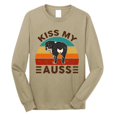 Mini Australian Shepherd Kiss My Auss Funnny Dog Long Sleeve Shirt