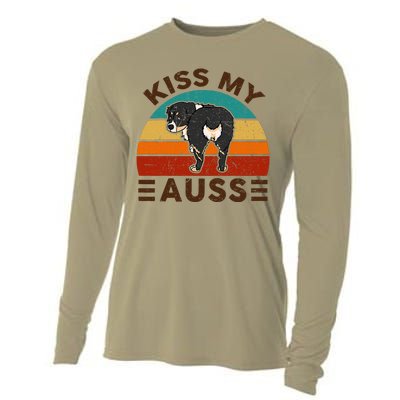 Mini Australian Shepherd Kiss My Auss Funnny Dog Cooling Performance Long Sleeve Crew