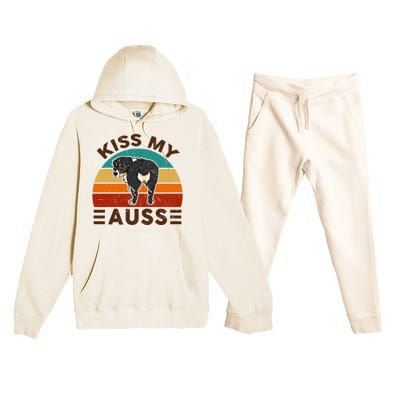 Mini Australian Shepherd Kiss My Auss Funnny Dog Premium Hooded Sweatsuit Set