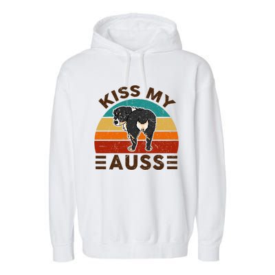 Mini Australian Shepherd Kiss My Auss Funnny Dog Garment-Dyed Fleece Hoodie