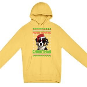 Miniature American Shepherd Dog Merry Woofing Christmas Great Gift Premium Pullover Hoodie