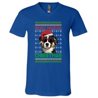 Miniature American Shepherd Dog Merry Woofing Christmas Great Gift V-Neck T-Shirt