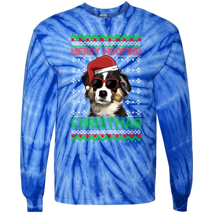 Miniature American Shepherd Dog Merry Woofing Christmas Great Gift Tie-Dye Long Sleeve Shirt