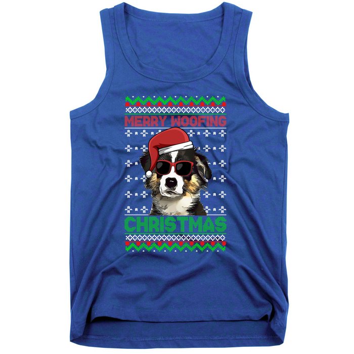 Miniature American Shepherd Dog Merry Woofing Christmas Great Gift Tank Top