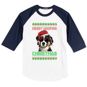 Miniature American Shepherd Dog Merry Woofing Christmas Great Gift Baseball Sleeve Shirt