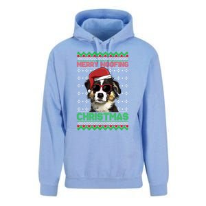 Miniature American Shepherd Dog Merry Woofing Christmas Great Gift Unisex Surf Hoodie