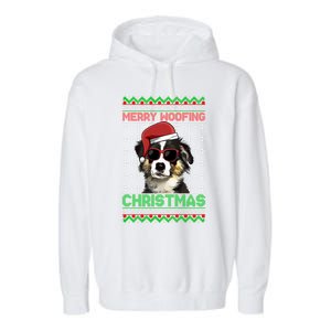 Miniature American Shepherd Dog Merry Woofing Christmas Great Gift Garment-Dyed Fleece Hoodie