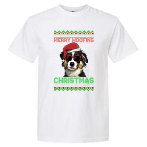 Miniature American Shepherd Dog Merry Woofing Christmas Great Gift Garment-Dyed Heavyweight T-Shirt