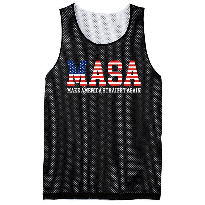 Make America Straight Again MASA Funny Political Sarcastic Mesh Reversible Basketball Jersey Tank