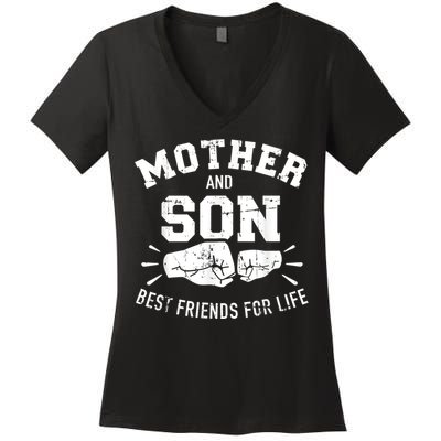 Mother And Son Best Friends For Life Mom Women's V-Neck T-Shirt
