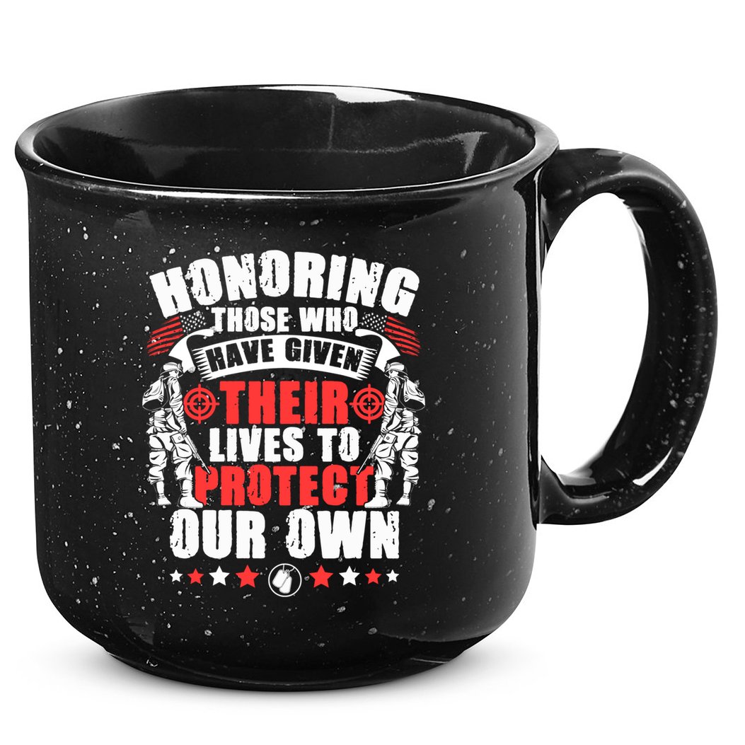 Military American Soldier Memorial Honoring 15oz Campfire Ceramic Mug