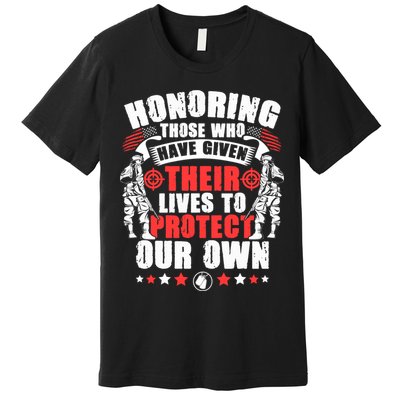 Military American Soldier Memorial Honoring Premium T-Shirt